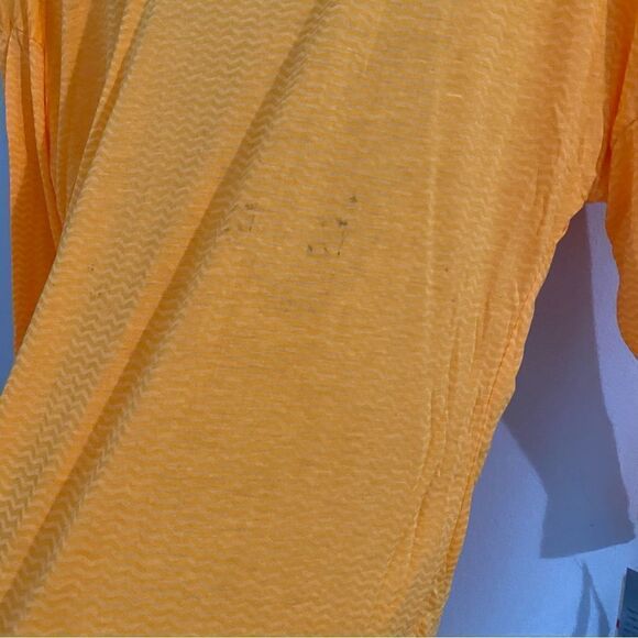 Ideology Women’s High Neck Deep Open Back 3/4 Sleeve Orange Sheer Top size XS - Picture 4 of 4